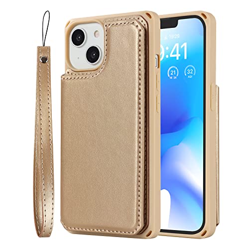 Cavor for iPhone 14 Wallet Case with Card Holder for Women, Golden - color: C-golden