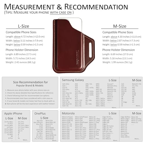 TobbinGear Leather Belt Phone Pouch, Left Handed Leather Cell Phone Holster, Universal Phone Case with Belt Loops, for Men and Women Coffee Medium - color: Loops - Coffee, size: M - Left Handed