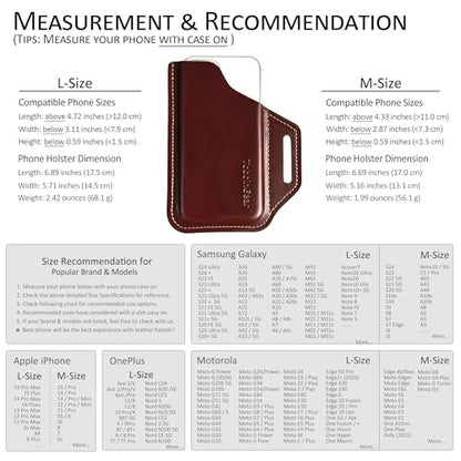 TobbinGear Leather Belt Phone Pouch, Left Handed Leather Cell Phone Holster, Universal Phone Case with Belt Loops, for Men and Women Coffee Medium - color: Loops - Coffee, size: M - Left Handed