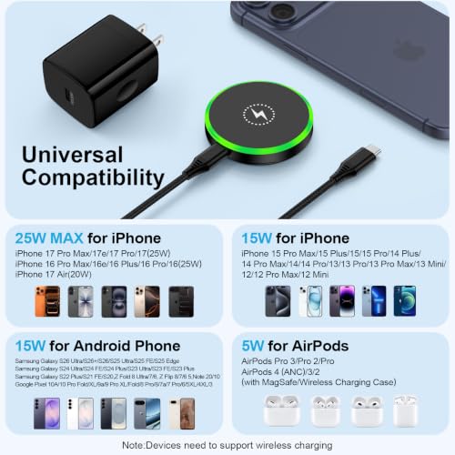 25W Magnetic Charger Wireless Fast Charging Pad for Samsung Galaxy S26Ultra - color: black