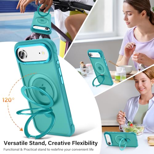 Designed for iPhone Air Case with Magnetic Stand, Darkcyan | Certified Drop Protection, Great Grip Feeling, Matte Translucent Back Slim Shockproof Phone Cover - color: Darkcyan, size: Iphone Air
