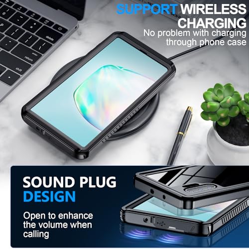 xiwxi for Samsung Galaxy Note 10 Plus Case Waterproof,[IPX8 Underwater Case][Full Body Shockproof & Military Dropproof] Built-in Screen Protector for Samsung Note 10 Plus 6.8 inch-Black - size: For Samsung Note 10 Plus-6.8"