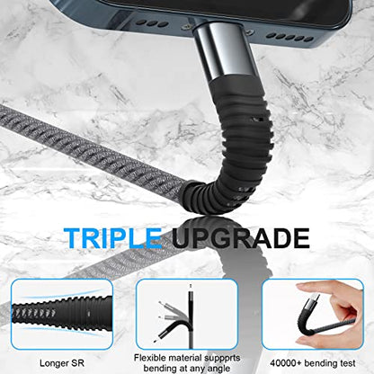 Multi Charging Cable Nylon Braided Universal 4 in 1 Multiple USB Cable 3A,with Dual Phone/USB-C/Micro-USB Port Adapter,for Cell Phones/Tablets/Samsung Galaxy/Huawei/PS & More[ 2Pack 4FT]