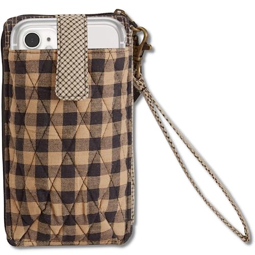 Bella Taylor Cell Phone Wristlet, Quilted Phone Wallet for Women | Lightweight, RFID blocking, phone pocket, built-in wallet, card organizer, coin pocket, secure zipper, quality construction - color: Farmhouse Star