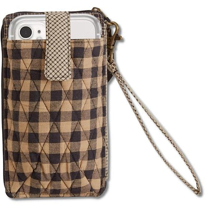 Bella Taylor Cell Phone Wristlet, Quilted Phone Wallet for Women | Lightweight, RFID blocking, phone pocket, built-in wallet, card organizer, coin pocket, secure zipper, quality construction - color: Farmhouse Star