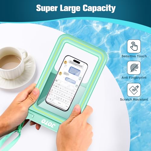 JOTO [IP68 Floatable Large Floating Waterproof Phone Pouch Up to 10", Underwater Phone Case Cellphone Dry Bag for iPhone 17 16 15 14 13 12 11 Pro Max Xs Max XR X 8 7 Plus SE/Galaxy S24 S23 S22 -Grey - color: Green