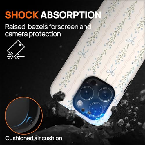 Magnetic for iPhone 14 Pro Max Case,[Compatible with Magsafe] Dual Layer Protective Heavy Duty Shockproof Rugged Drop Protection Bumper Hybrid Case - Blue Bow Stripes - color: Blue Bow Stripes, size: iPhone 14 Pro Max