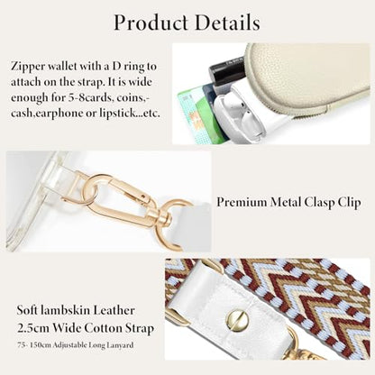 UKON Phone Lanyard Crossbody Phone Strap Widen Neck Strap Adjustable Shoulder Strap with Premium Hardware Hook Bag Strap (Red) - color: Red