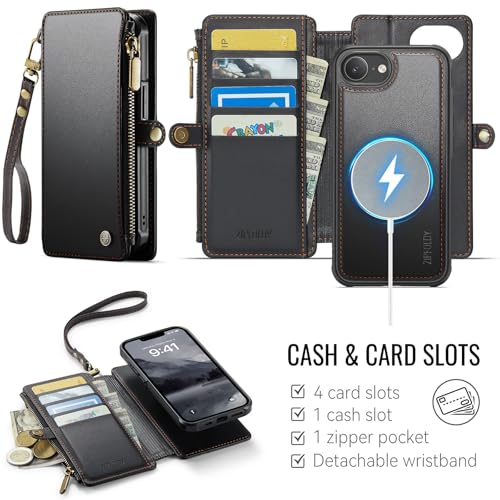 for iPhone 17E - Phone Case Wallet Magnetic Detachable, Black - color: Black, size: iPhone 17e