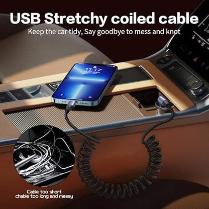 YACSEJAO 90 Degree Coiled USB C to USB C Cable 65W 1M/3.2FT, Straight - style: Straight