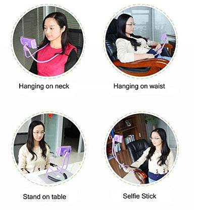Lazy Cell Phone Holder - Universal Phone Holder to Wear Around Neck Lazy Bracket Free Rotating Smart Mobile Phone Mount Stand - color: Purple
