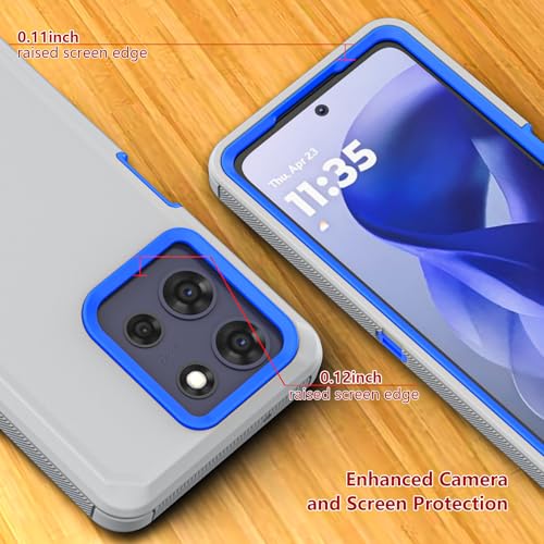 Shockproof Phone Case for Motorola Moto G Power 5G 2025/Moto G Play 2025 with Belt Clip Holster,Rugged Full-Body Protective Case Cover with Kickstand & Holster (Grey+Blue) - color: Grey+Blue