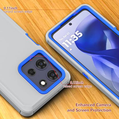 Shockproof Phone Case for Motorola Moto G Power 5G 2025/Moto G Play 2025 with Belt Clip Holster,Rugged Full-Body Protective Case Cover with Kickstand & Holster (Grey+Blue) - color: Grey+Blue