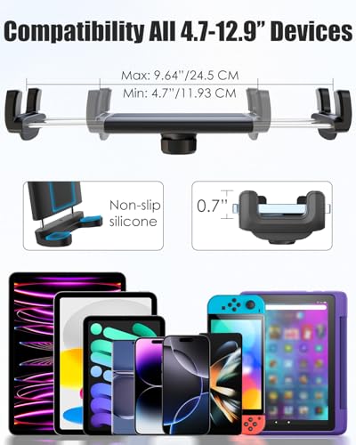 Charchendo 2-in-1 Golf Push Cart/Stroller Tablet Phone Mount 4-13"