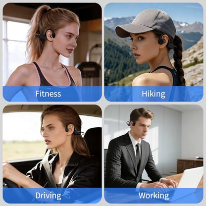 Wireless Bone Conduction Headphones for Sports, Open-Ear Bluetooth 6.0 Earphones with Built-in Mic, Secure Fit IPX5 Sweatproof, Quick Charge & 10H Playtime for Running, Cycling, Hiking and Workout