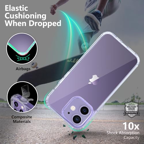 ONES for iPhone 12 mini Slim Case Clear, [PC + TPU Hybrid][Military-Grade Drop Protection][Anti-Yellowing], Shockproof Silicone Hard Cover, Transparent Case - color: HD Highly Clear, size: iPhone 12 mini