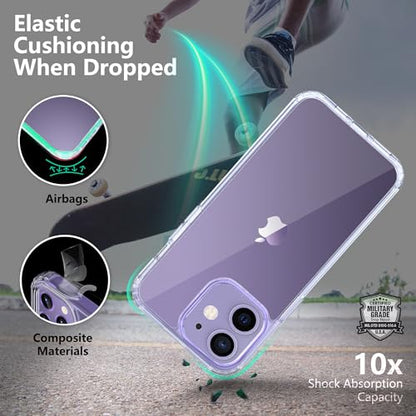 ONES for iPhone 12 mini Slim Case Clear, [PC + TPU Hybrid][Military-Grade Drop Protection][Anti-Yellowing], Shockproof Silicone Hard Cover, Transparent Case - color: HD Highly Clear, size: iPhone 12 mini