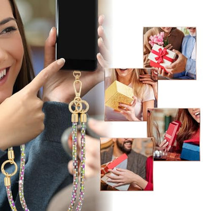 Crystal Phone Strap Crossbody Rhinestone Cell Phone Neck, Rainbow - color: Rainbow