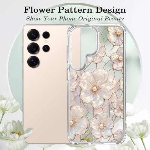for Samsung Galaxy S25 Ultra Magnetic Case【Compatible with MagSafe】 Aesthetic Oil Painting Stained Glass Flower Design, Slim Fit Hard PC Back Shockproof Cute Clear Phone Cover, Light Pink - color: Light Pink, size: Galaxy S25 Ultra