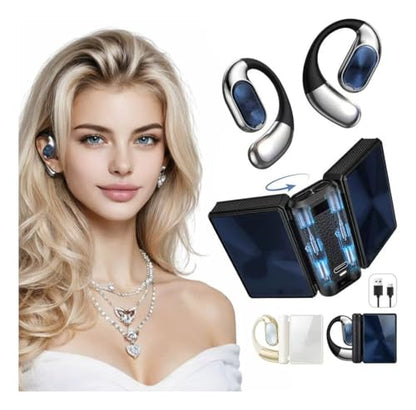 Open-Ear Headphones, Bluetooth 6.0 Wireless Earphones Black - color: Black
