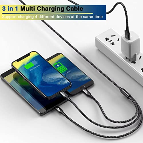RULUS Multi Charging Cable,3 in 1 Multiple Fast Charger Cord,Nylon Braided - size: 6ft