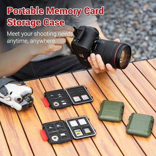Kiorafoto 18 Slot Memory Card Holder for 8 SD & 4 TF & & 4 CFA & 2 Nano SIM - size: For 8 SD+4 TF+4 CFA+2 Nano SIM(BLACK)