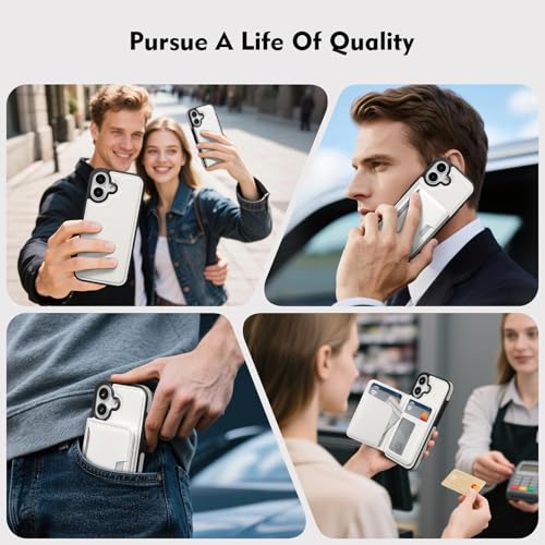Antsturdy Compatible with MagSafe iPhone 17 Wallet Case,Beige | 2 in 1 Detachable Magnetic,Credit Card Holder Slots,RFID Blocking,PU Leather,Kickstand,Flip Folio Phone Cover for Men & Women - color: Beige, size: iPhone 17 - 6.3"