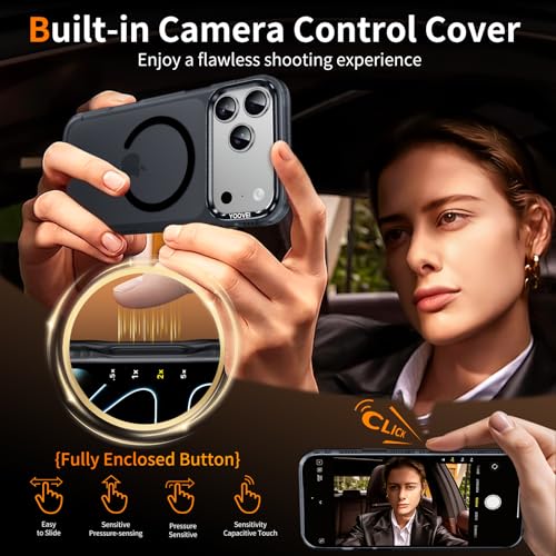 Magnetic & Shockproof for iPhone 17 Pro Max Case,Compatible with MagSafe Soft Touch Translucent Slim Fit Military-Grade Protection Phone Case for iPhone 17 Pro Max,Frosted Black - color: Black