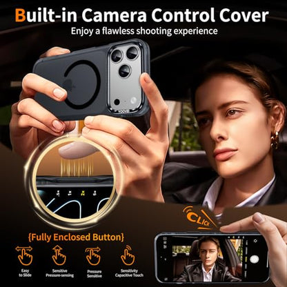 Magnetic & Shockproof for iPhone 17 Pro Max Case,Compatible with MagSafe Soft Touch Translucent Slim Fit Military-Grade Protection Phone Case for iPhone 17 Pro Max,Frosted Black - color: Black