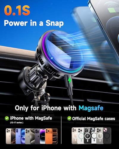 for MagSafe Car Mount Charger TEC Fan Cooling Magnetic Wireless Car Charger - color: Black 3