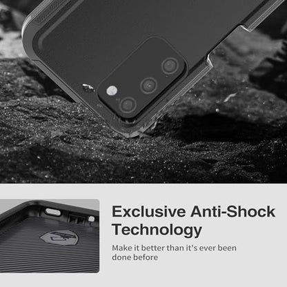 for Samsung Galaxy A03S Case, Heavy Duty Protective Case with [3 in 1] Rugged Rubber Shockproof Protection Cover for Galaxy A03S(Black) - color: Black