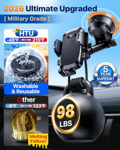 【Upgraded Strongest Suction & Pro Military-Grade Certs 】Ultimate Car Phone Mount【360°Rotatable Suction】Cell Phone Holders Truck Stand for Dashboard Windshield Vent for iPhone 18 Pro Max Samsung,Black - color: Black