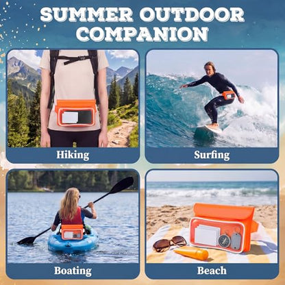 Ipx8 Waterproof Fanny Pack, 1 Pack Floating Waterproof Phone Pouch Touchscreen Dry Bag with Adjustable Waist Strap for Beach, Swimming, Kayaking, Boating, Fits Phones up to 8.5"(Orange) - color: Orange