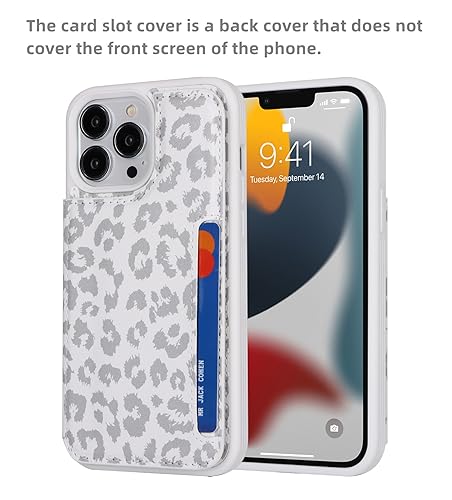 iCoverCase Compatible with iPhone 13 Pro Case with Card Holder, Wallet Phone Case for Women Men RFID Blocking PU Leather Protective Case 6.1 Inch (Gray Leopard) - color: Gray Leopard