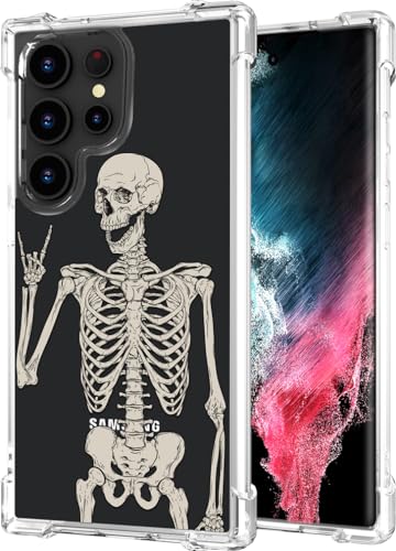 Hungo Galaxy S24 Ultra Case Skull Skeleton Cute Clear with Design, Girly for Women Girls Floral Transparent Case Compatible with Samsung Galaxy S24 Ultra Skull Skeleton - color: Skull