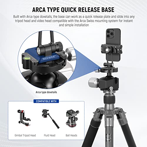 NEEWER Metal Phone Tripod Mount Adapter with Arca QR Base, Cold Shoe