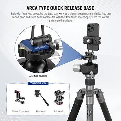 NEEWER Metal Phone Tripod Mount Adapter with Arca QR Base, Cold Shoe
