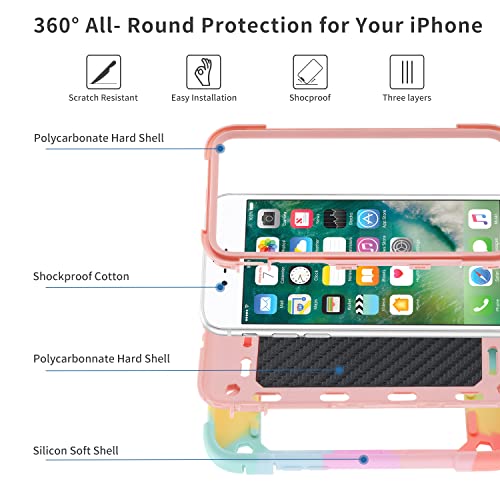 MARKILL Compatible with iPhone Case with Ring Stand, Heavy-Duty Military Grade Shockproof Phone Cover (Rainbow Pink, iPhone SE 3rd/2nd/iPhone 8/7/6S/6) - color: Rainbow Pink, size: iPhone SE 3rd/2nd/iPhone 8/7/6S/6