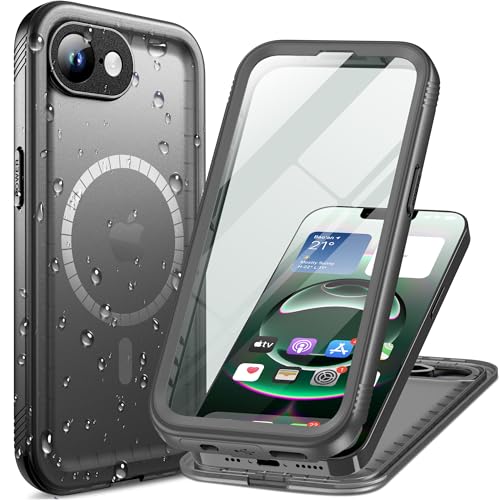 Cozycase for iPhone 16e/iPhone 17e Waterproof Case Heavy Duty Full Body | Compatible with MagSafe 360 Shockproof Dustproof with Screen Camera Protector Double IP68 Water Dust Drop Proof Cover Black - color: Frosted Black(With Magnetic), size: For iPhone 1