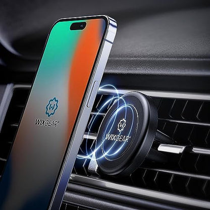 WixGear Universal Air Vent Magnetic Phone Car Mount Holder with Fast Swift-Snap Technology for Smartphones and Mini Tablets, Black 1 Pack