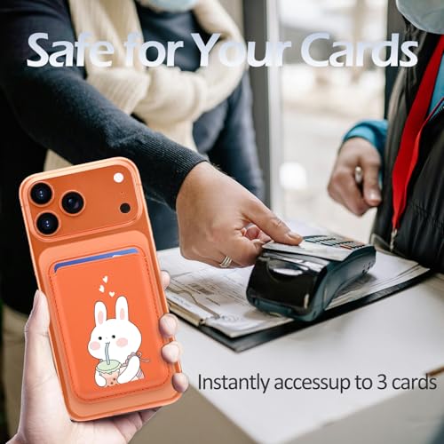 for Magsafe Card Holder | Kawaii Bunny Leather Magnetic Wallet - color: Bunny A