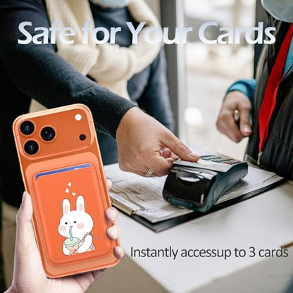 for Magsafe Card Holder | Kawaii Bunny Leather Magnetic Wallet - color: Bunny A