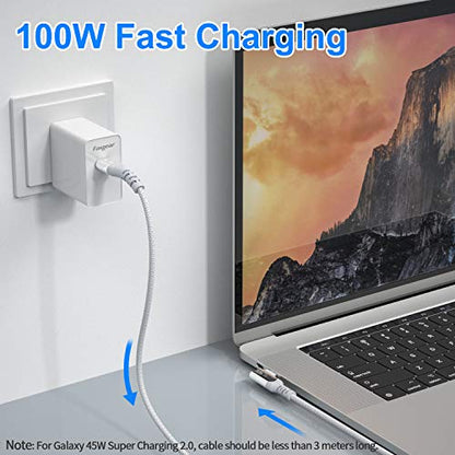 Fasgear USB C to USB C Cable 90 Degree, 10ft, Grey - color: Grey, size: 10 ft