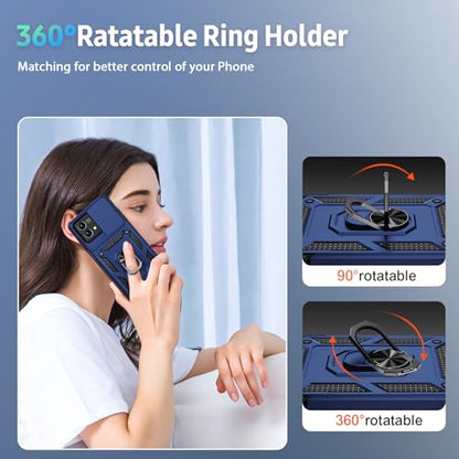 VINVE for Moto G Stylus 5G 2023 Case [Not Fit 4G Version] Slide Lens Cover HD Screen Protector, Military Grade Drop Protection, Magnetic Rotated Ring Holder Kickstand Protective Phone Case (Navy Blue) - color: Navy Blue ,Military Grade 2nd gen.