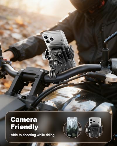 SUPERONE Motorcycle Bike Phone Mount with Upgrade Vibration Dampener - color: Polished Black