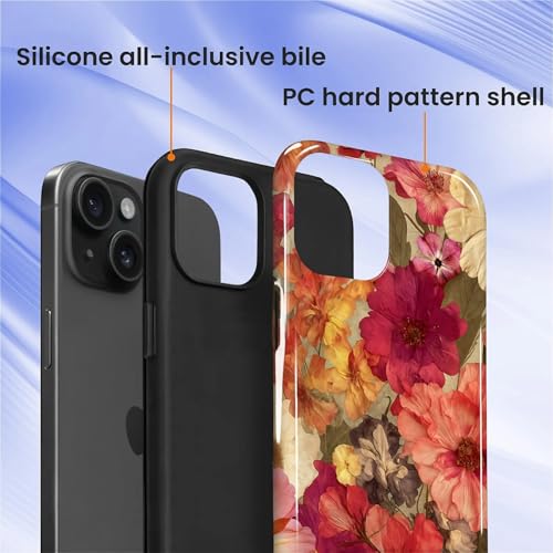 Case for iPhone 13 iPhone 14, Shockproof Hybrid Protective Phone Case, Dual-Layer Drop Protection Anti-Scratch, Pressed Flower - color: Pressed Flower, size: iPhone 13 14