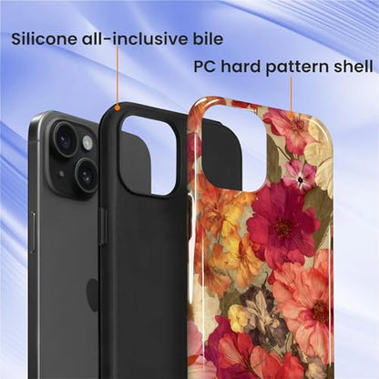 Case for iPhone 14 Plus, Shockproof Hybrid Protective Phone Case, Dual-Layer Drop Protection Anti-Scratch, Pressed Flower - color: Pressed Flower, size: iPhone 14 Plus