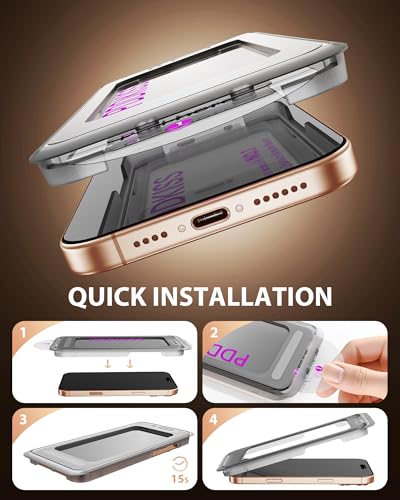 PDDKISS 2 Pack Privacy Screen Protector for iPhone 17 - size: for iPhone 17 - 6.3 Inch Black