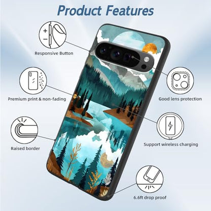 for Google Pixel 9 Pro XL Phone Case TPU Shockproof Full Body Protection Cover 6.8" Mountain Lake for Pixel 9 Pro XL Lightweight Compatible Wireless Charging Screen Protector Film - color: Mountain Lake