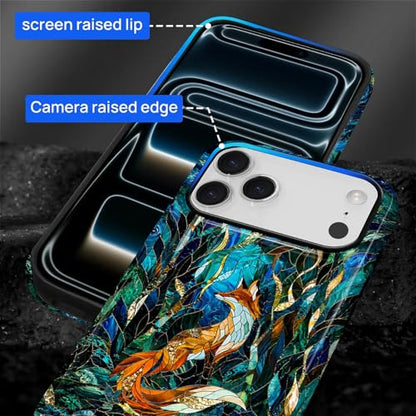 Case Compatible with iPhone 17 Pro, Cute Dual Layer Hybrid Phone Cover, Military Grade Drop Protection, Aesthetic Shockproof Phone Case for Women Girls, Woodland Fox Stained Glass - color: Woodland Fox Stained Glass, size: Iphone 17 Pro